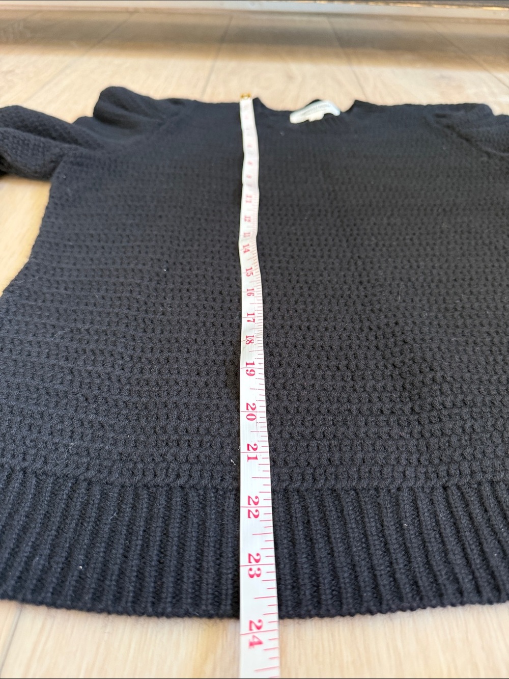 🆕 Nordstrom | Wool & Cashmere Black Puff-Sleeve Pullover Sweater SZ medium - Picture 8 of 12